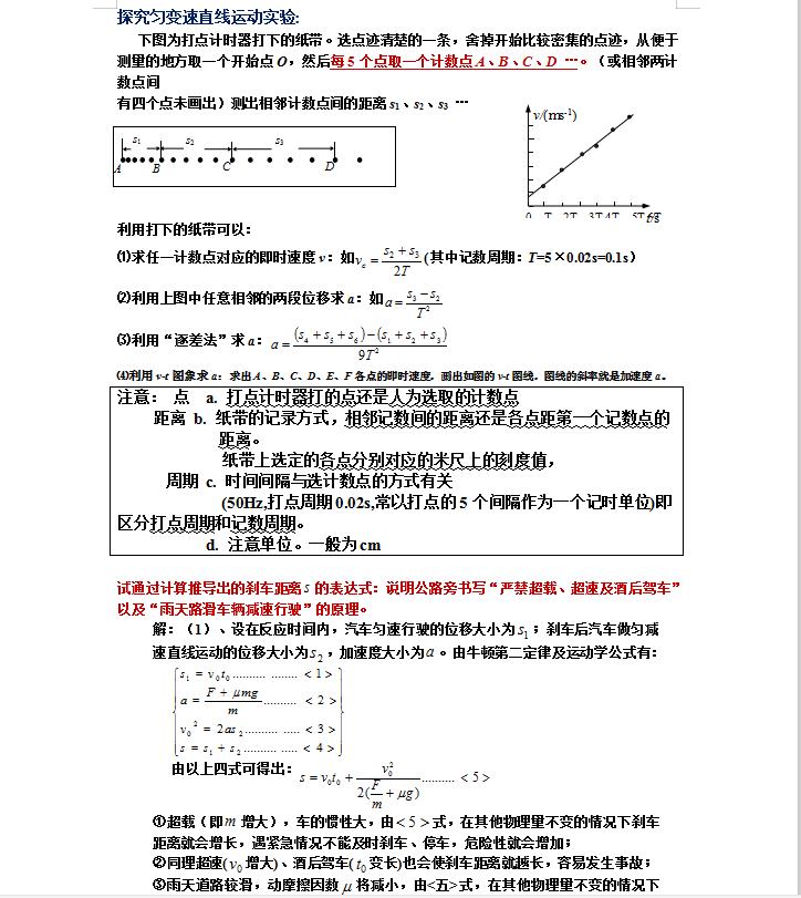 高中物理必修一归纳总结笔记,高中物理日积月累知识点总结