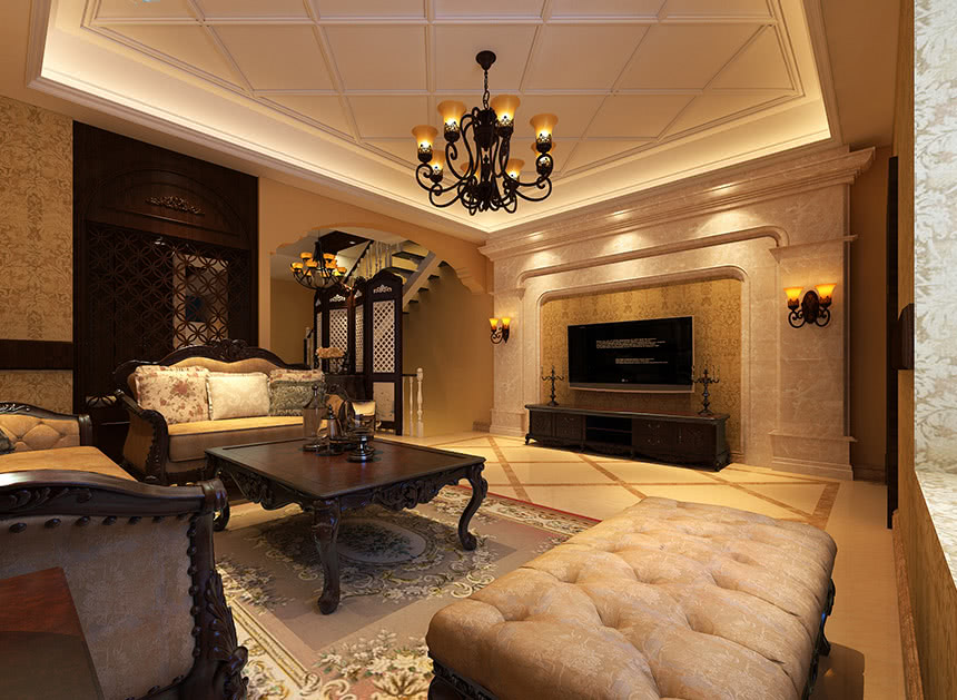 襄阳轻奢装修效果图大全,美式轻奢样板间图片别墅