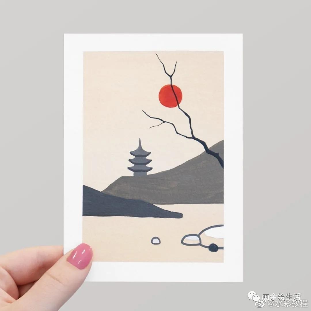 淡雅风风景水彩,水彩风景配色技巧