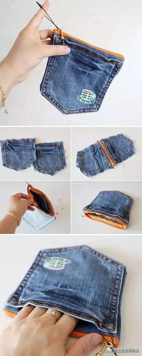 牛仔裤旧物改造手工制作小学生,废旧牛仔裤各种改造图解