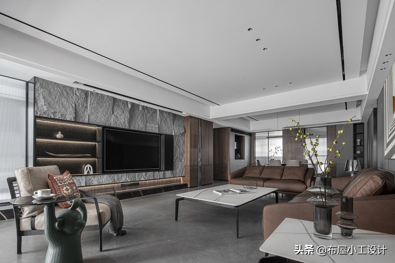 极简原木风别墅胡桃木,极简胡桃木风格全屋效果图