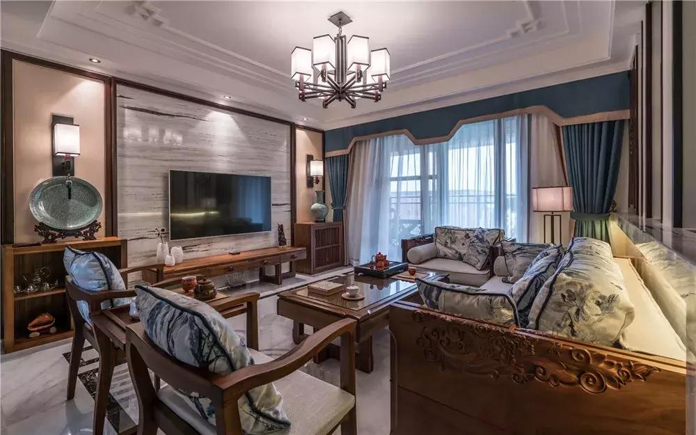 140平新中式极简轻奢风预算,140平客厅新中式装修效果图