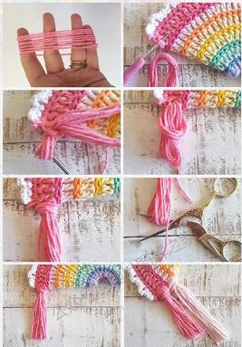 钩针编织家居装饰针法图解,钩针彩虹帽图解