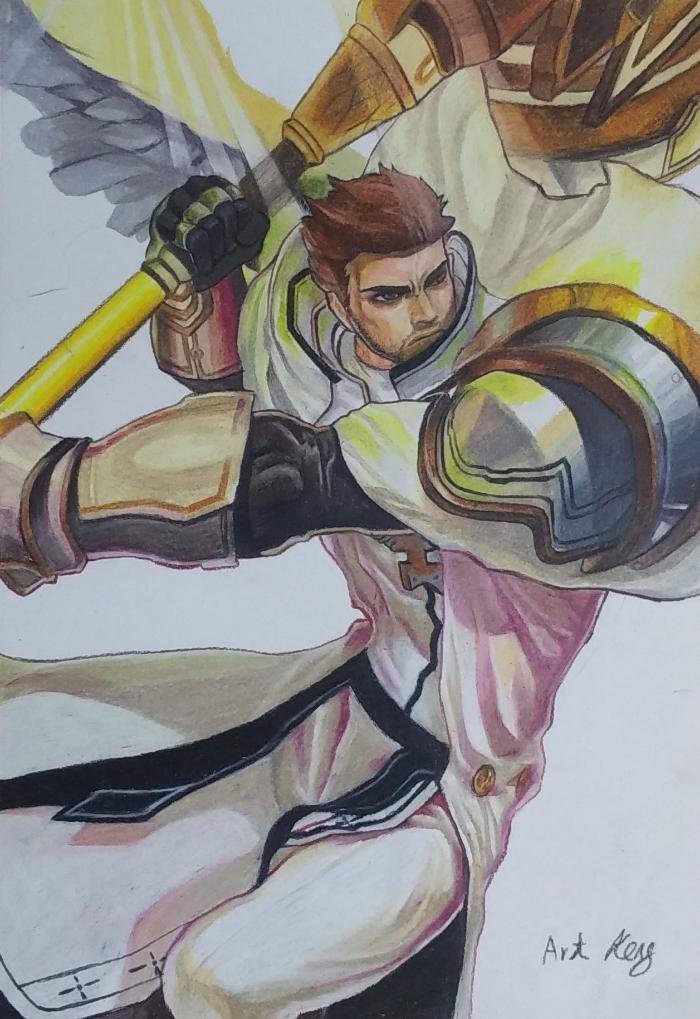 手绘教程王者荣耀人物彩铅画,手绘王者荣耀人物彩铅教程