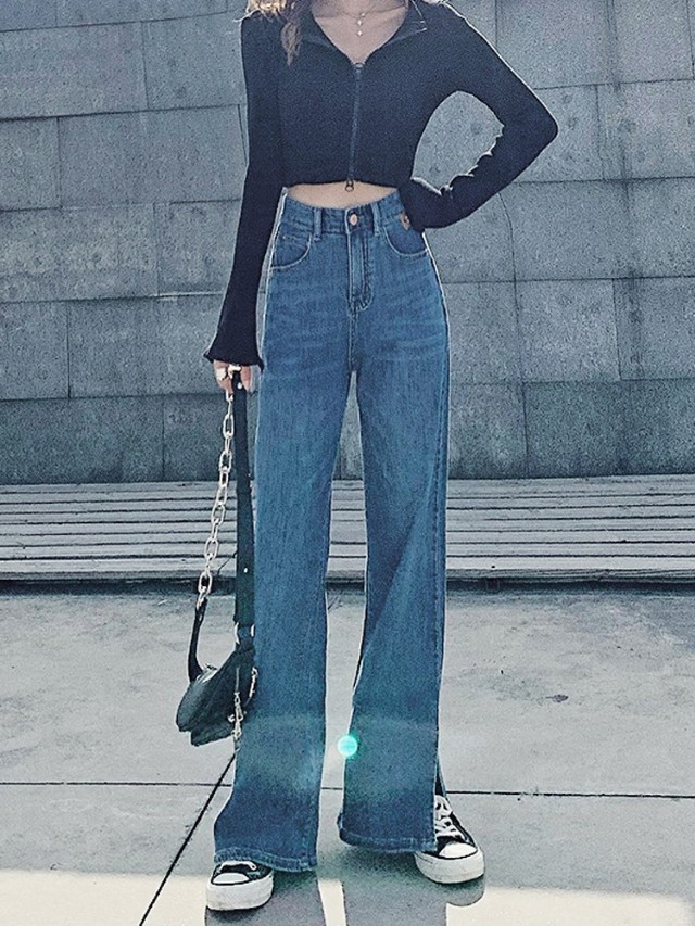 男生宽松束腿裤如何搭配上衣,显瘦直筒宽松裤子女上衣搭配什么