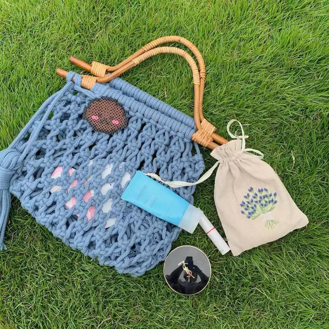 钩织网兜手袋,钩织收纳网兜小包最新