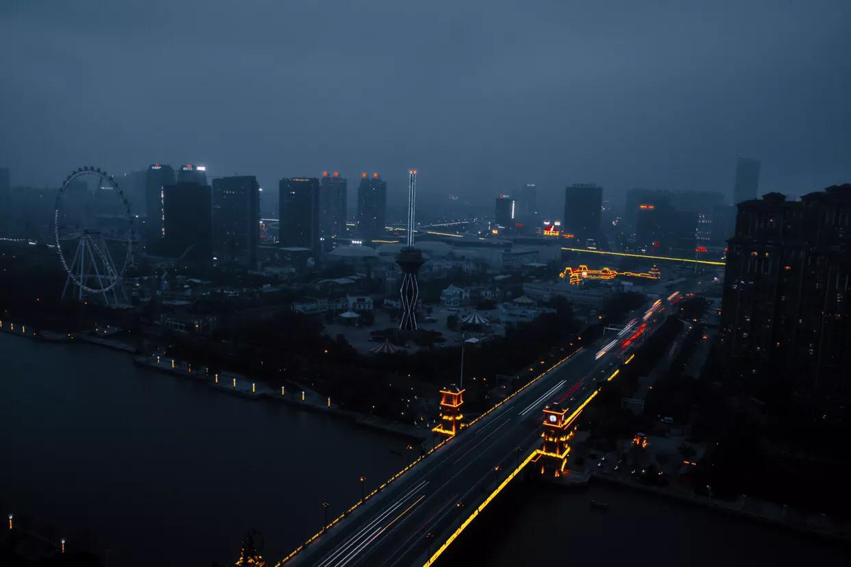 南通市北城大桥图片,北城大桥运河边