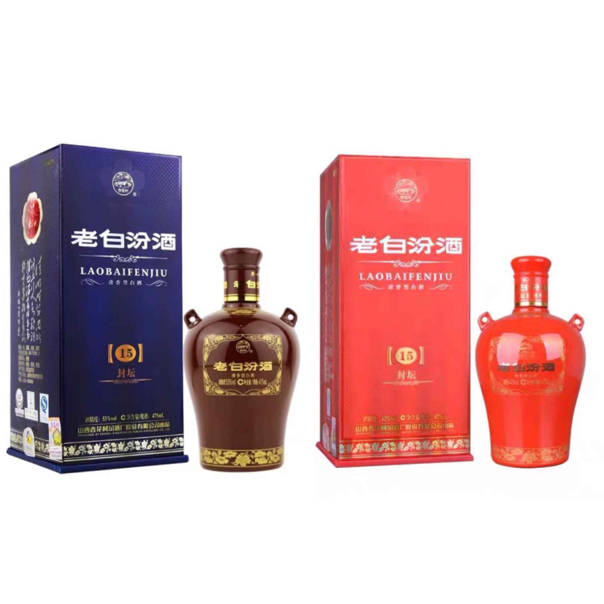 清香荣耀汾酒1952和老白汾对比,老白汾酒15年42度清香型255毫升