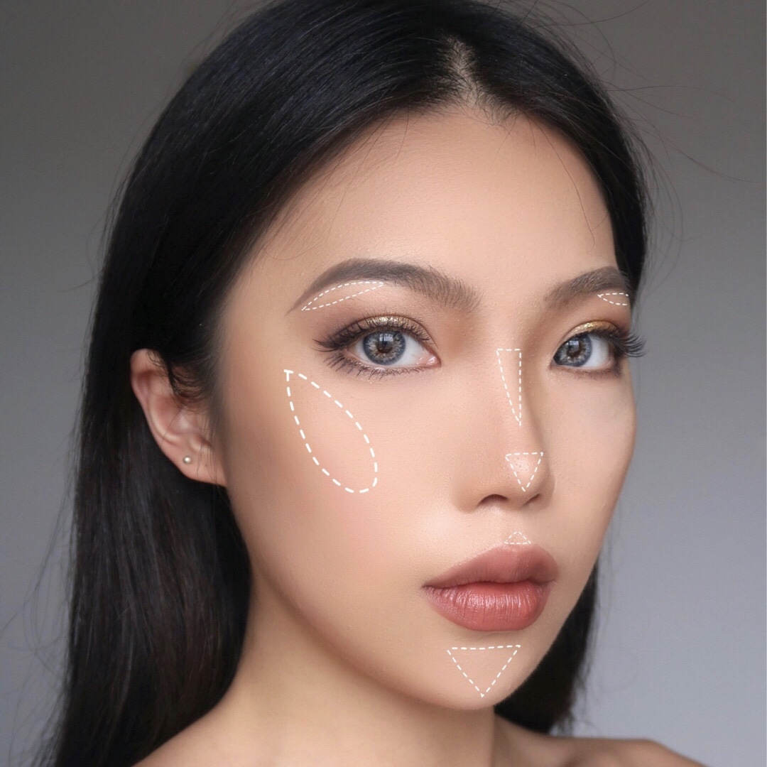 日常妆阴影高光画法,先画眼妆再上底换头技术