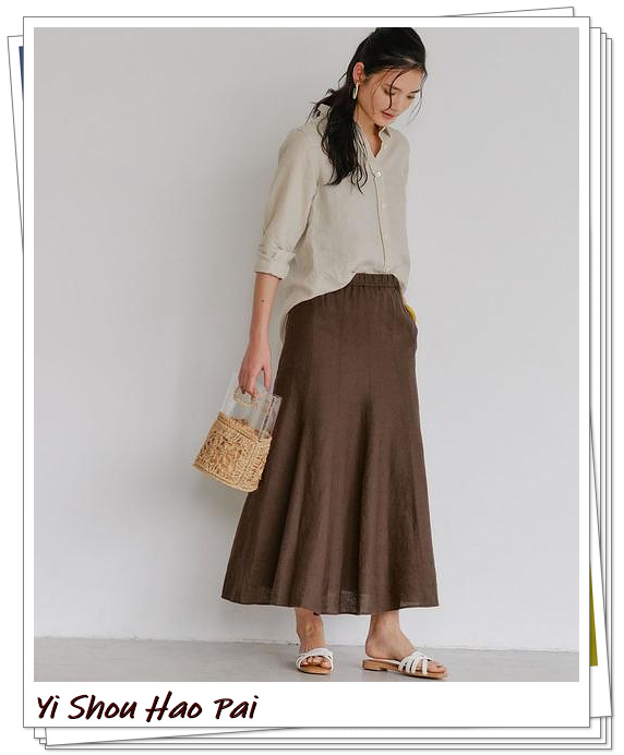 亚麻长半身裙如何搭配,亚麻裙半身裙怎么搭配上衣