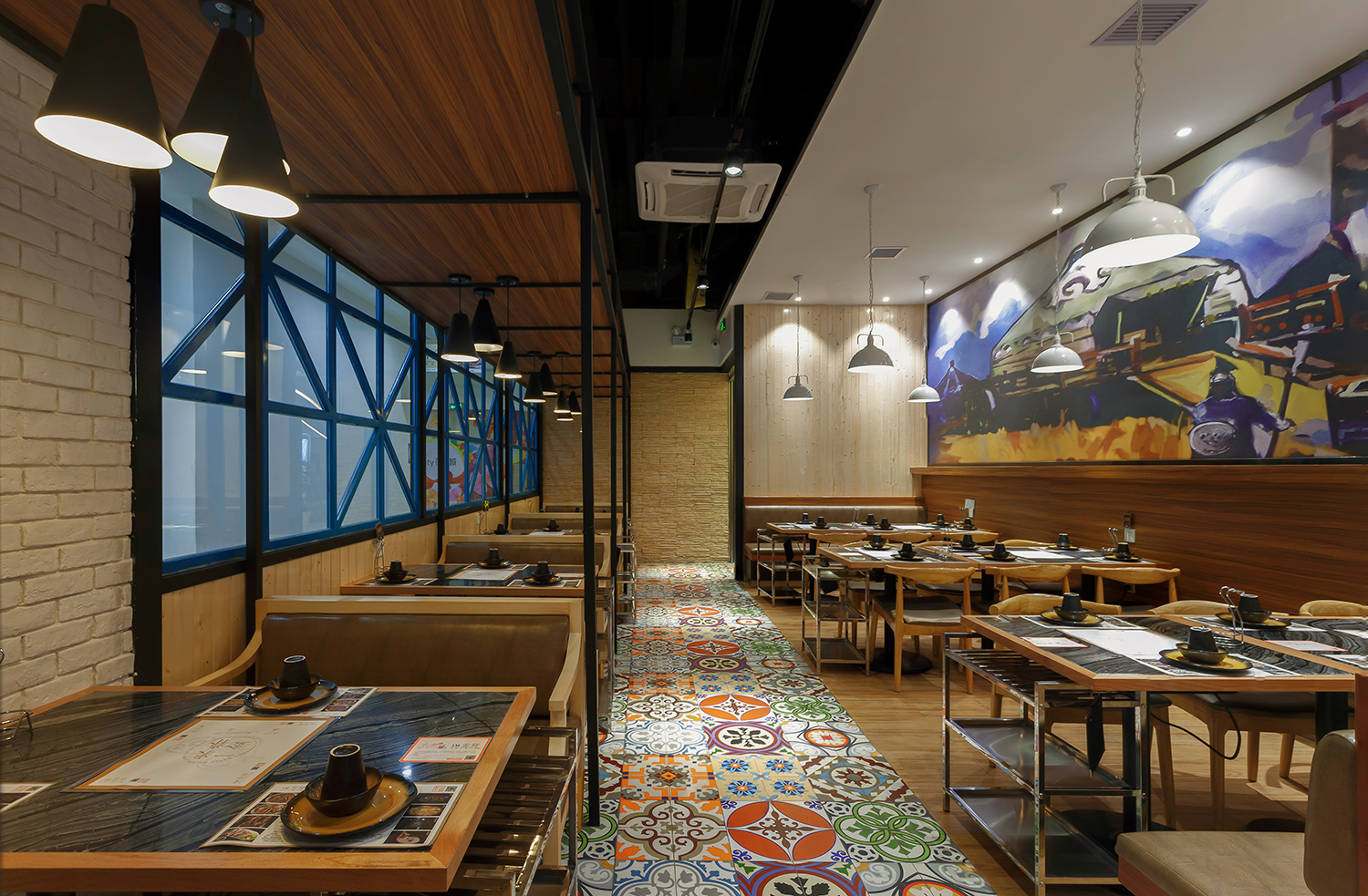 蒙古主题餐厅设计出清新草原风“一米金脊”羊蝎子火锅餐厅设计