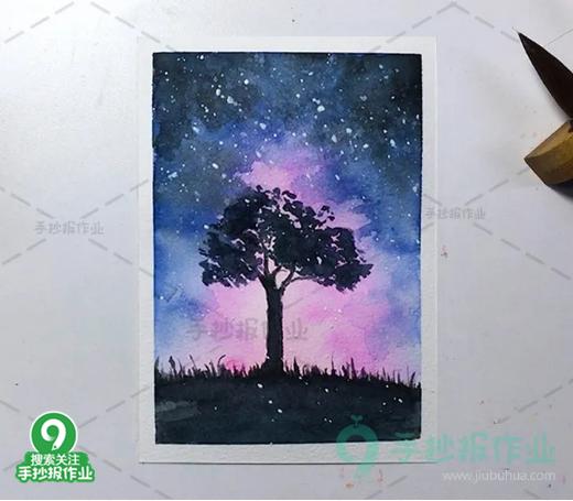 水彩画入门零基础星空,水彩星空画的教程