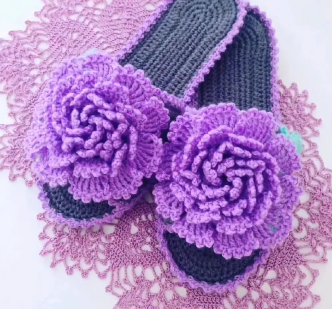 钩编拖鞋花式,教你钩织漂亮的大人拖鞋