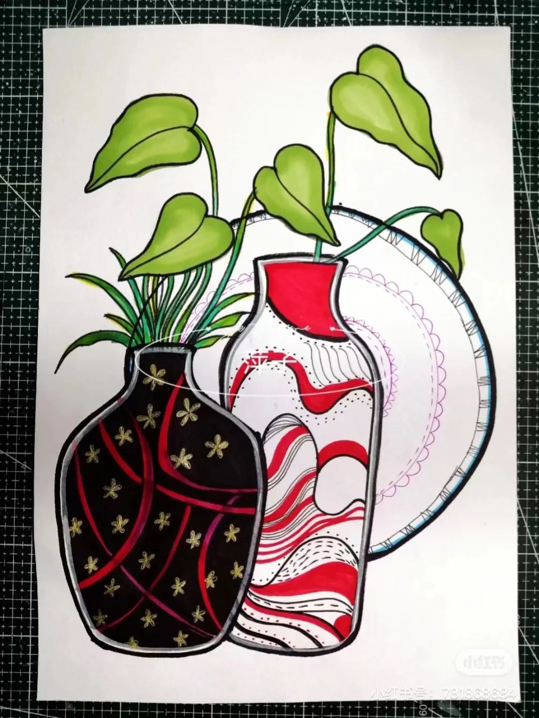 花卉简单线描创意画,花草线描画装饰