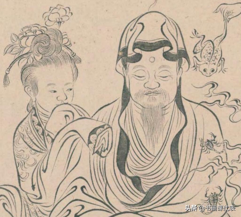 小写意罗汉图白描,一幅好看的中国画白描