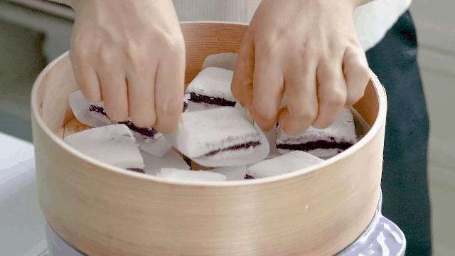 紫薯三角糯米糕,紫薯糯米粉发糕