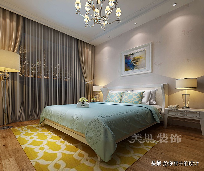 民安北郡装修风格,美式轻奢南北通透户型装修效果图