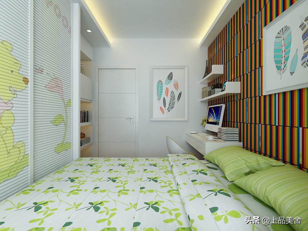 小户型客厅沙发绿色背景效果图,现代简约橙色沙发背景效果图