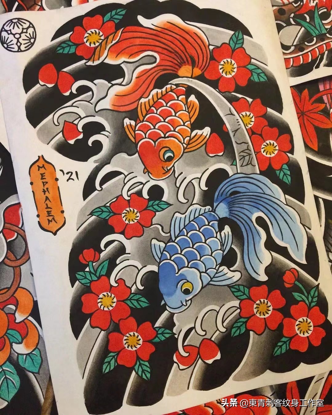 半甲凤凰纹身手稿图案大全,老传统半甲纹身图案大全图片