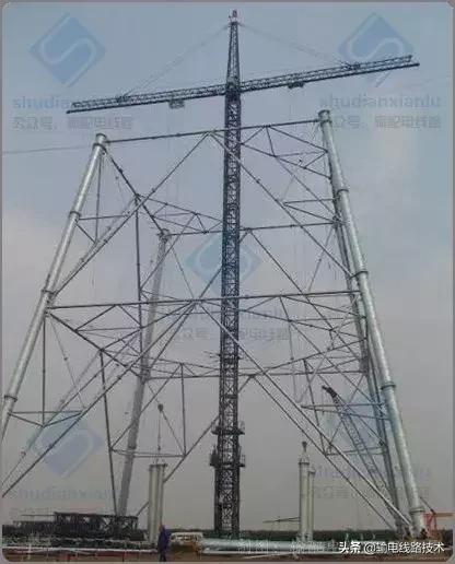 内悬浮抱杆组塔施工步骤,企业自己造超大型落地双平臂抱杆