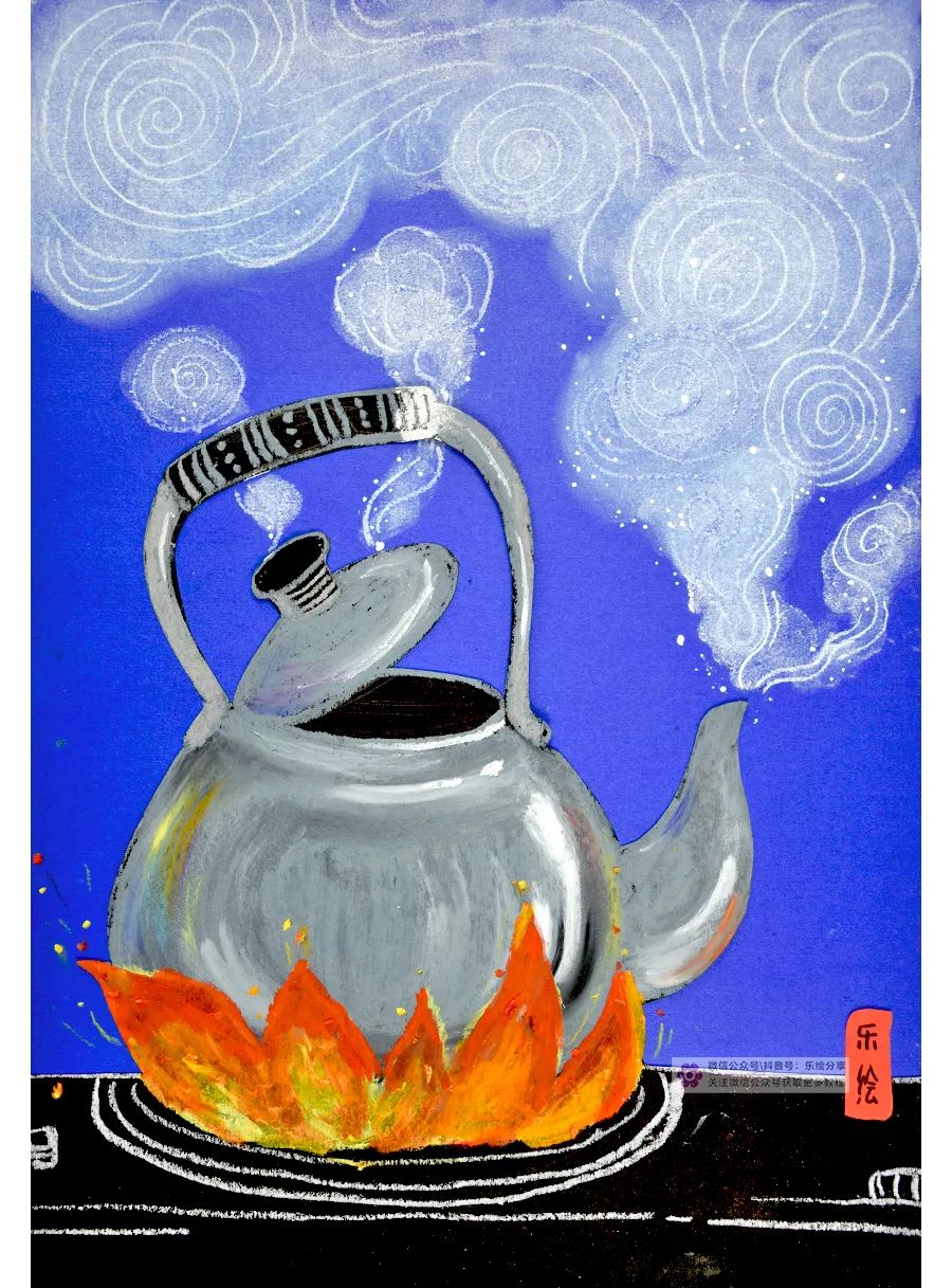 水溶油画棒儿童画简单又漂亮,初学儿童画油画棒图片