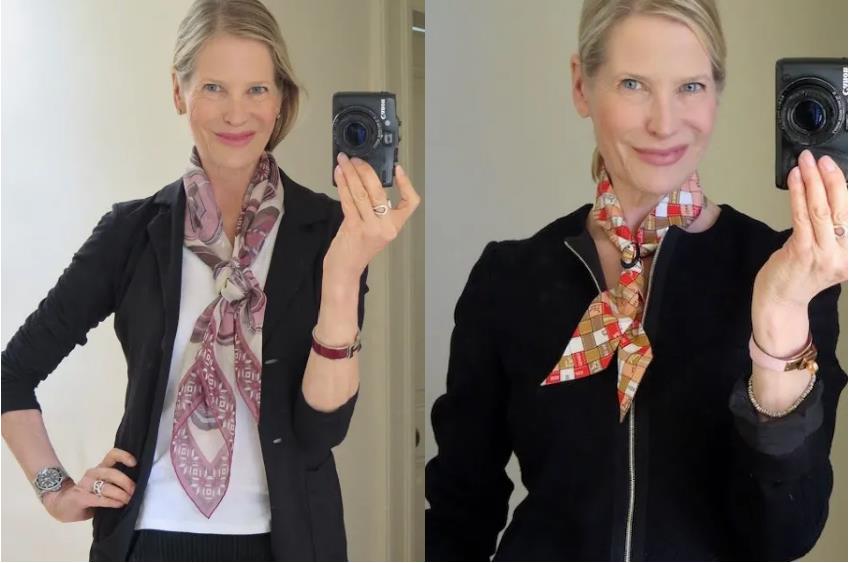 简单到一学就会的丝巾搭配,时尚博主丝巾搭配