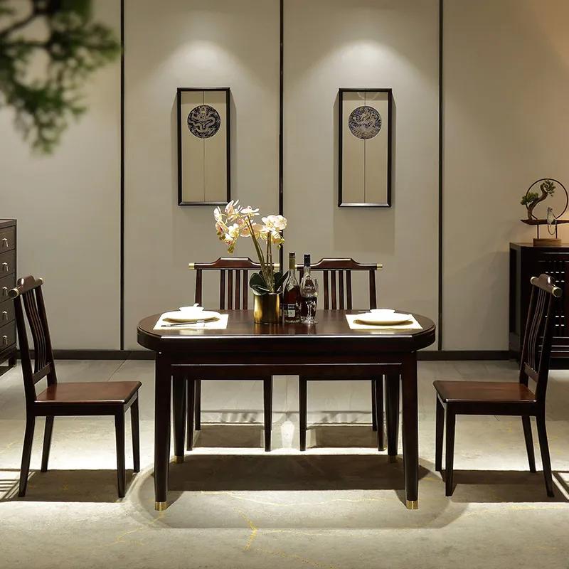 实木新中式圆桌餐桌,餐桌圆桌新中式风格