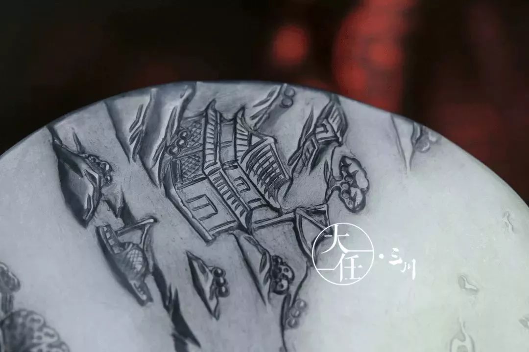 和田玉新中式珠宝美学,和田玉青花山水意境牌