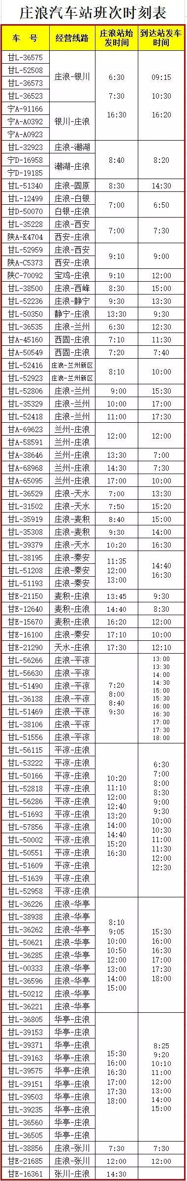 东运集团灵台汽车站,平凉汽车东站发车最新时间表