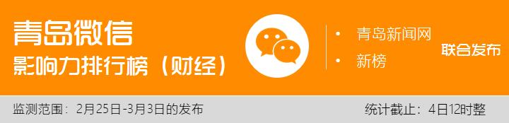 2.25-3.3青岛微信影响力排行榜（财经）揭榜！