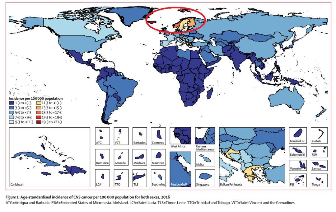 脑瘤发病率占全国恶性肿瘤的多少,全球脑瘤发病率和死亡率相关统计