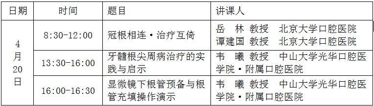 牙体牙髓病冠根一体化治疗继教培训班通知（深圳）
