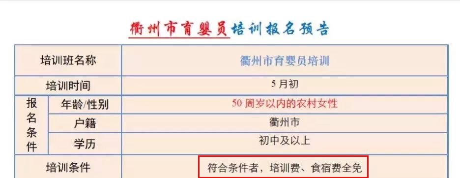 衢州金牌月嫂价格表,衢州月嫂培训机构在哪报名