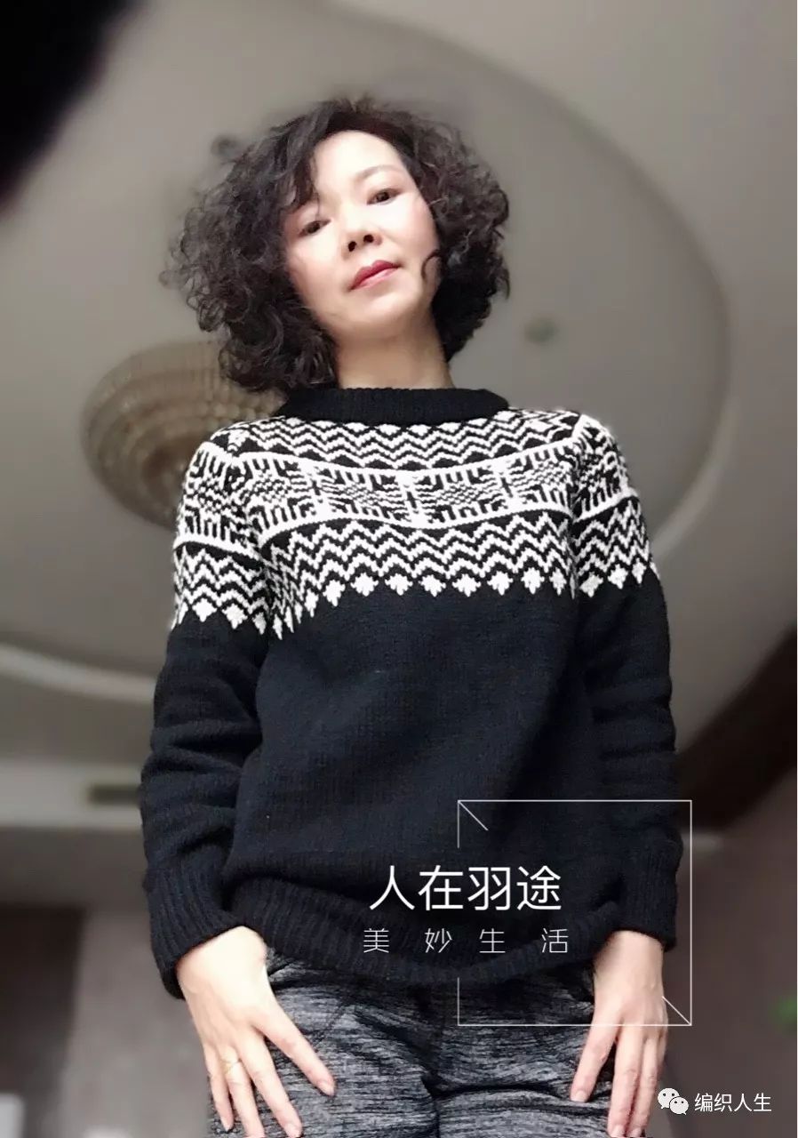 星空黑白提花毛衣编织图解,秋冬针织提花打底衫黑白