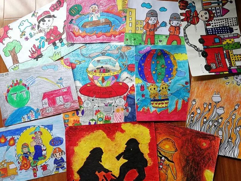 第五届全省儿童消防绘画,童心火焰蓝主题消防绘画一等奖