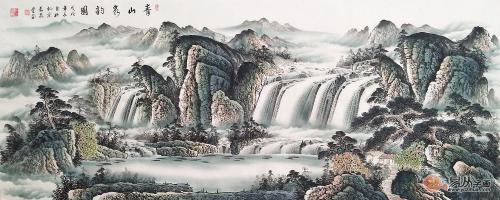 山水画适合挂在哪面墙上,办公室墙壁挂画流水瀑布画
