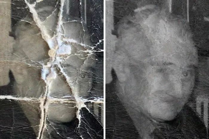 原来的老照片修复一下,修复污损老照片