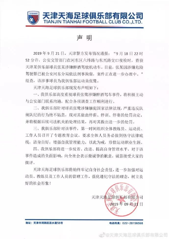 国足现役门将张鹭醉驾被刑拘!中国足协开出重磅罚单:“禁足”!