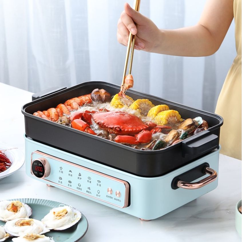 可煎可炒可炖的一款多功能锅,这款多功能锅可蒸可烤可煮