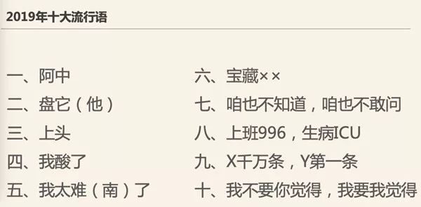 2019年十大网络流行语,2019年流行语与热词