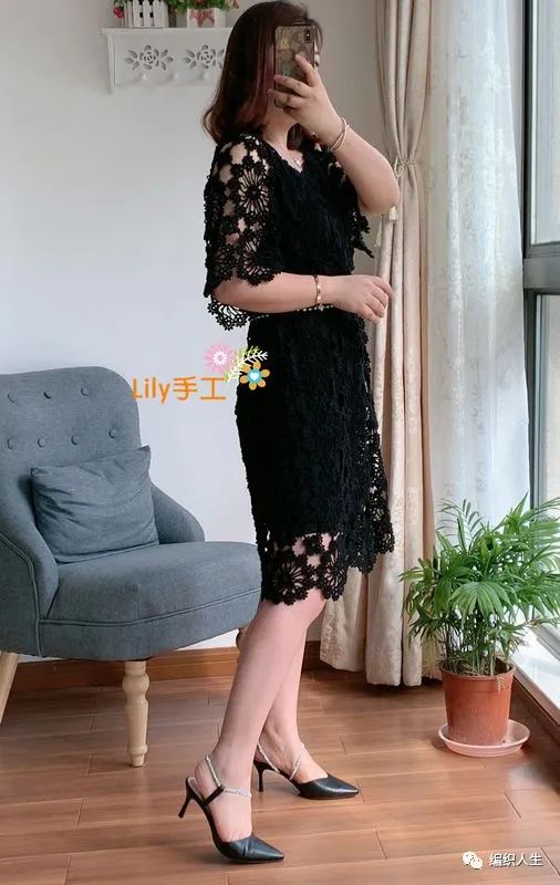 花涧溪：女士夏季钩针套头拼花连衣裙（有编织图解）