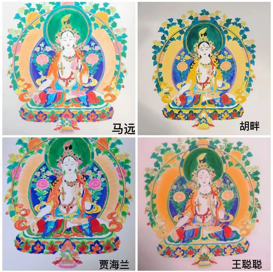 黑金白度母手绘唐卡,手绘白度母唐卡