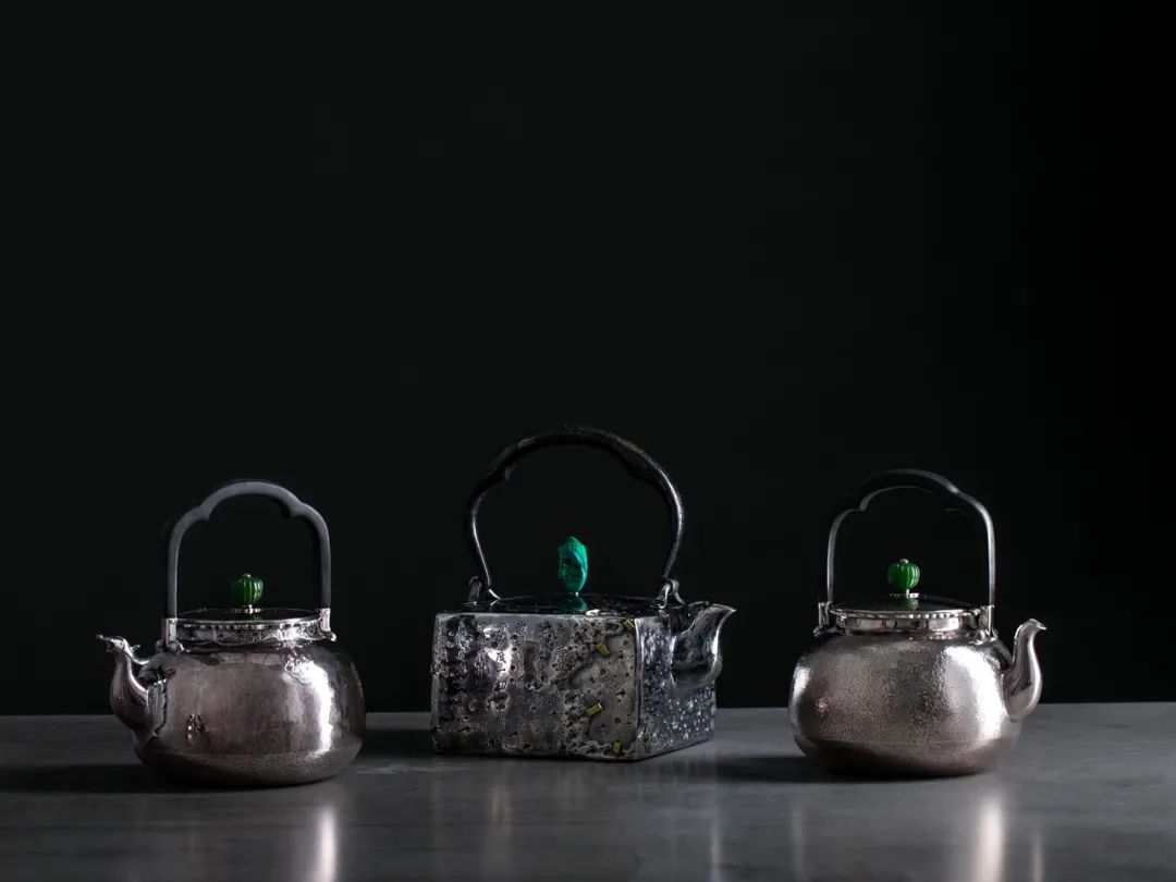 纯银嵌金荷花银壶纯手工泡茶银壶,纯银复古银壶