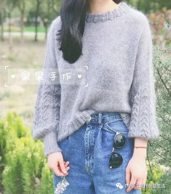 宽松塌肩袖毛衣新款手工编织,毛衣手工编织泡泡袖教程