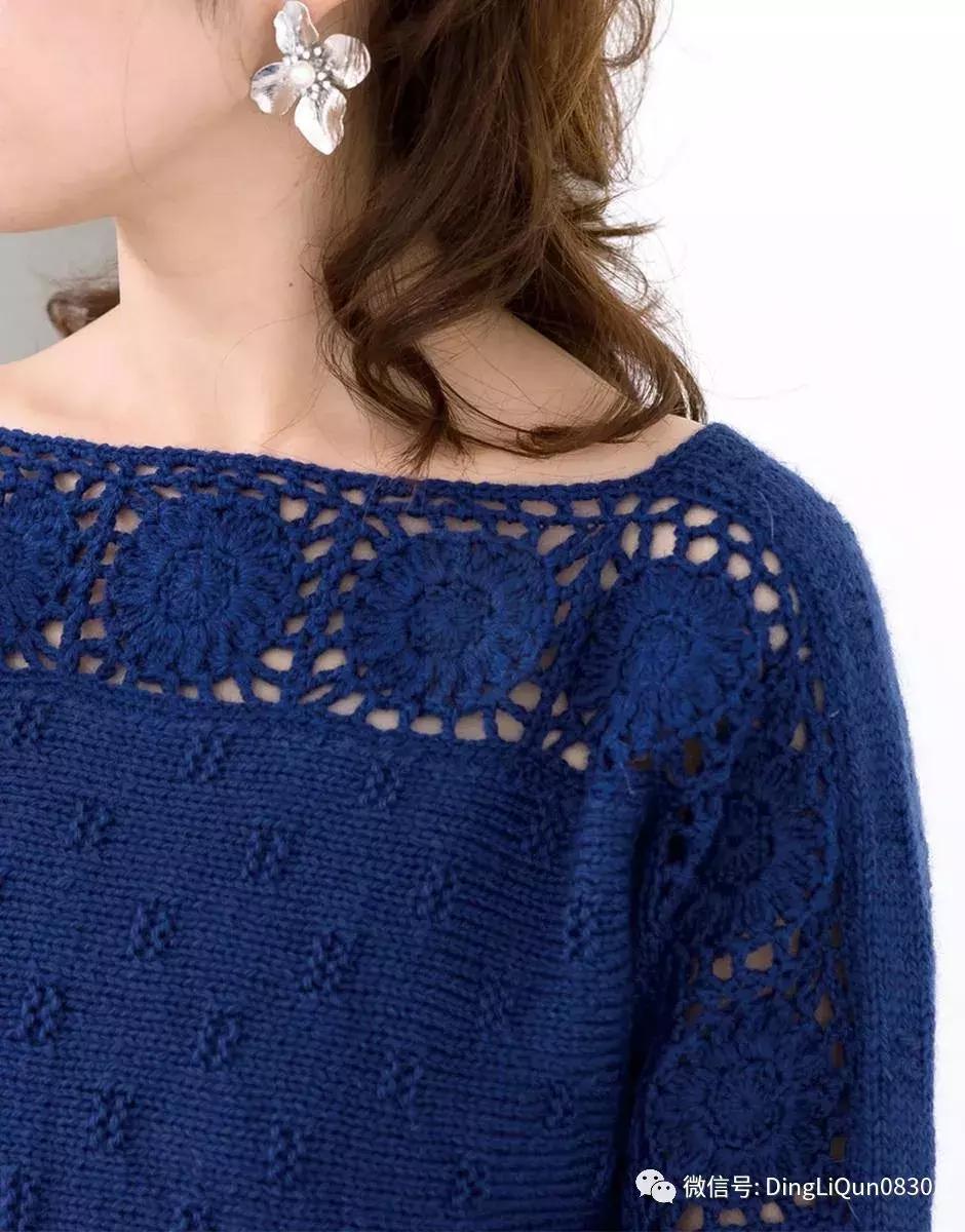 围巾编织教程10-15岁,圆肩针织宽松套头衫小款编织