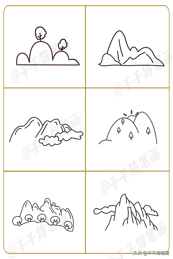 简单易学的100幅风景简笔画,儿童公园简笔画彩色场景风景人物