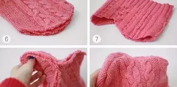 旧毛衣手工针织帽,旧毛衣改袜子帽子手套