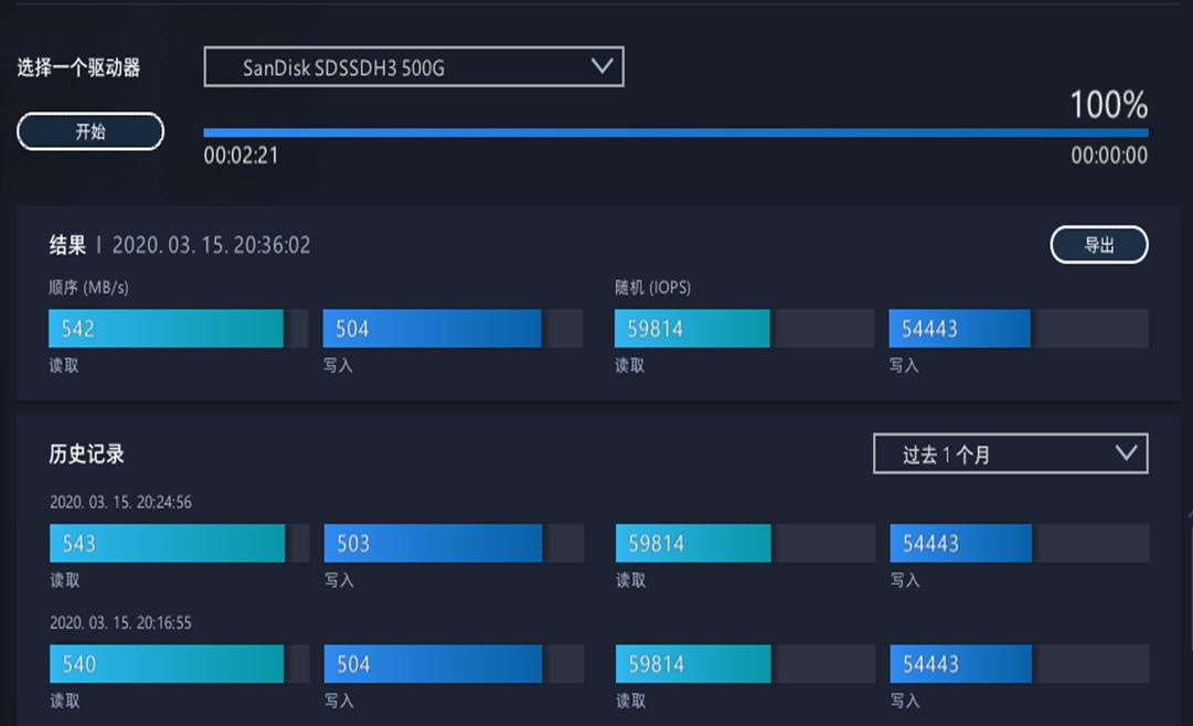 闪迪至尊高速固态500g硬盘测评,固态硬盘填充测试