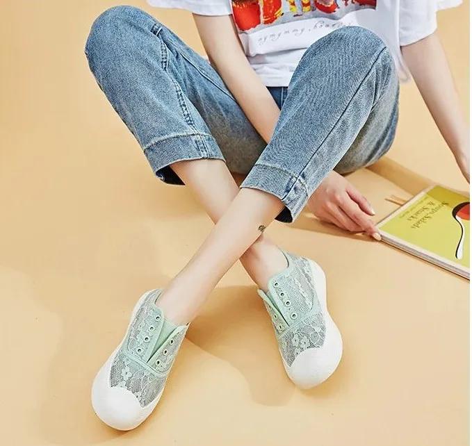 春款透气蕾丝懒人鞋,蕾丝亚麻懒人鞋