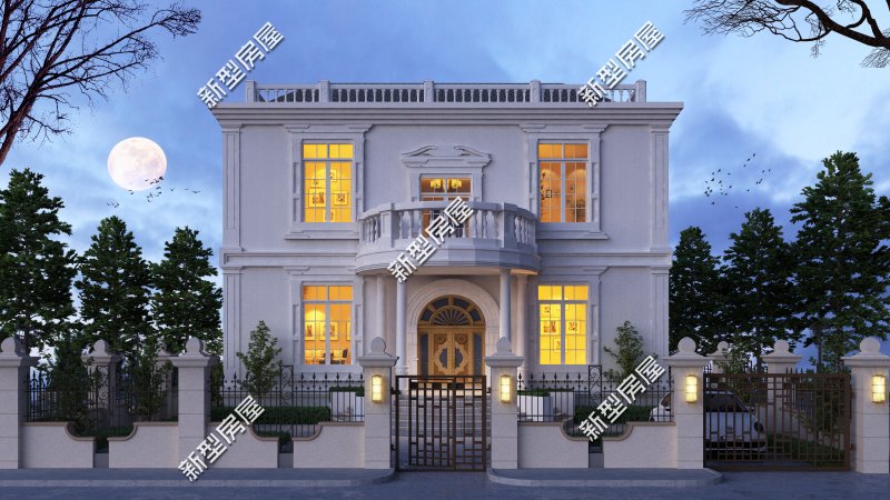 18米宽10米进深双拼两层别墅图纸,农村两层别墅怎么建